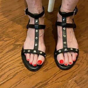 Rebecca Minkoff Black Nail-Head Sandals size 7 1/2